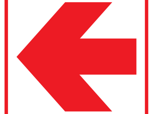 Location of Fire Equipment Red Arrow Left